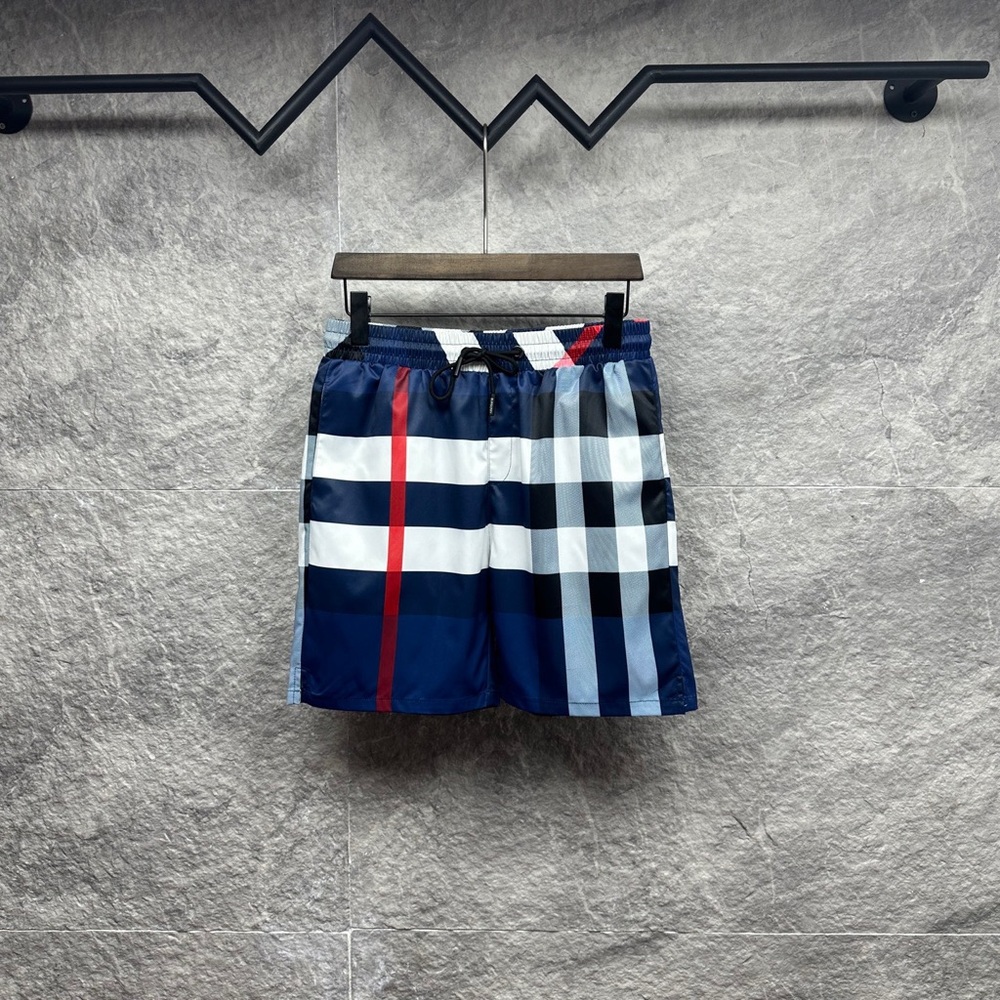 Burberry Navy, White & Red Plaid Athletic Shorts